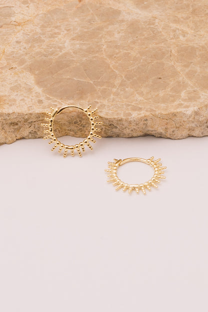 Soleil Huggie Hoop Earrings | 18k Gold Plating over .925 Silver