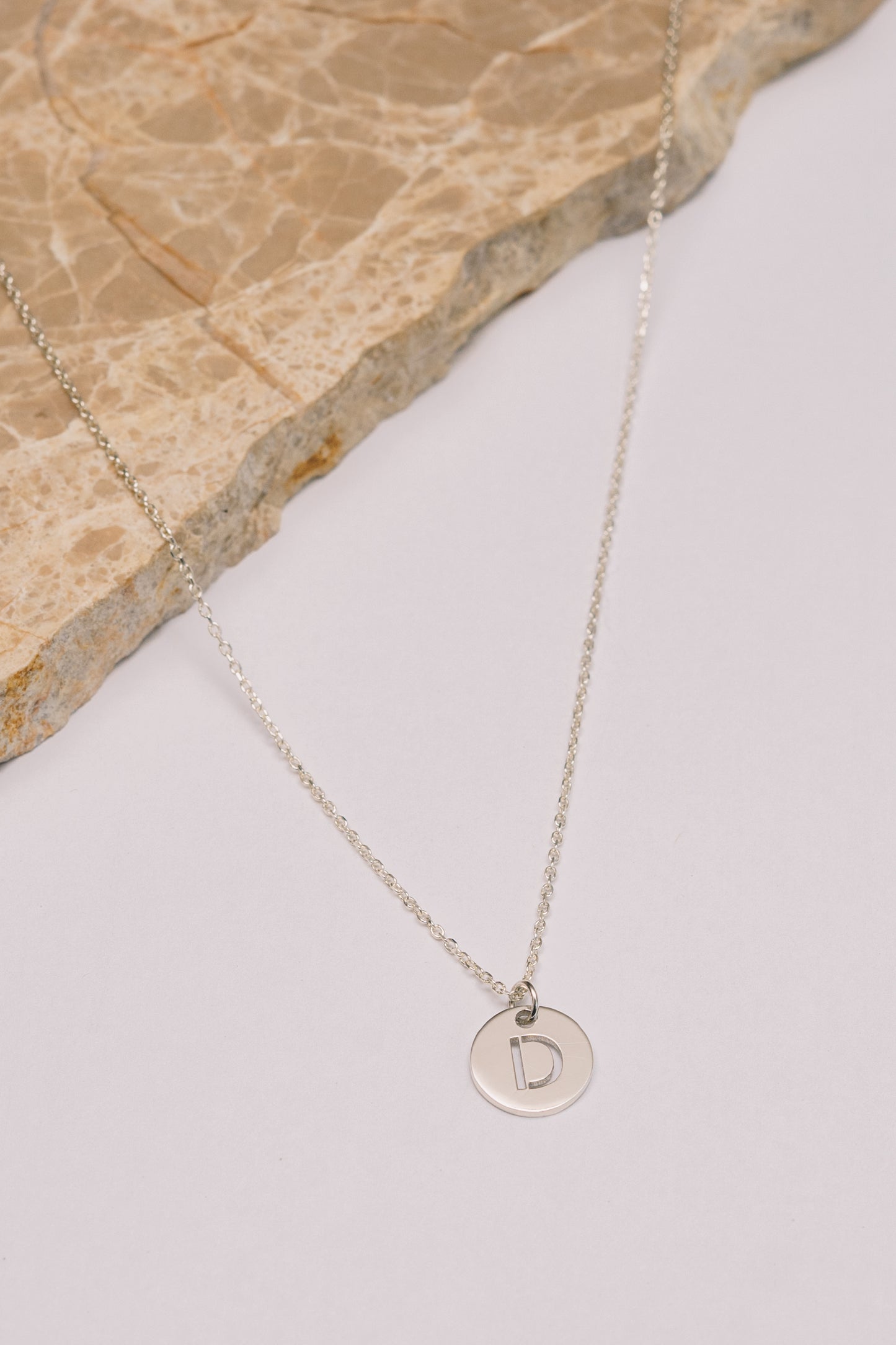 Personalized Initial Disc Necklace Adjustable 16"-18" | Sterling Silver - 14K Gold