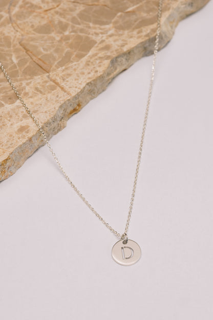 Personalized Initial Disc Necklace Adjustable 16"-18" | Sterling Silver - 14K Gold