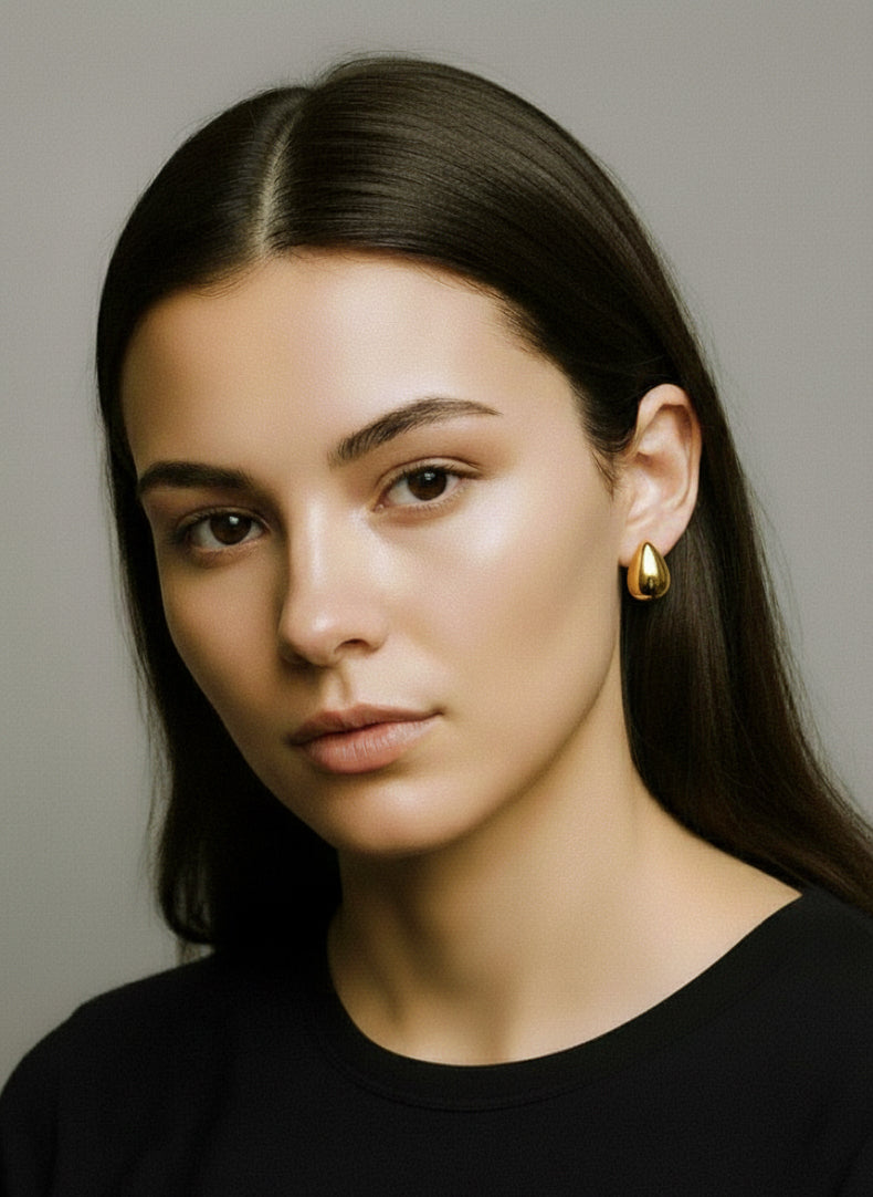 Teardrop Earrings | 15mm Gold Plated Huggies