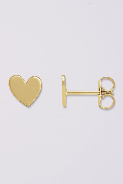 Asymmetric tiny heart studs | 14K Gold