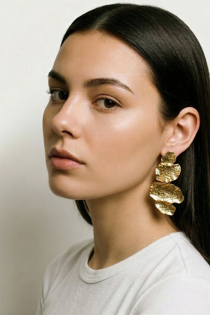 Strata Statement Earrings | Hammered Gold & Steel Drop Earrings | Janna Conner