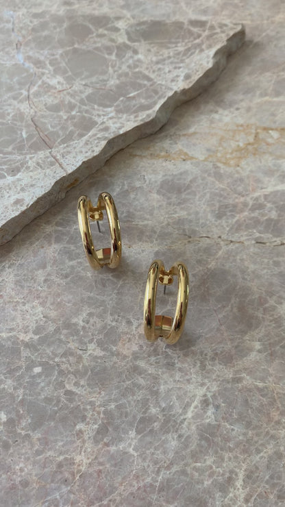 Geraldine Split Hoop Earrings | 18K Gold Plating