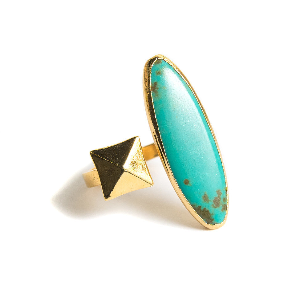 turquoise marquis pyramid stud open ring