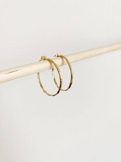 Bamboo Hoop Earrings | 18k Gold Plating