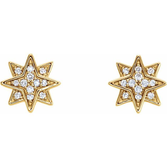 14k gold diamond star stud earrings
