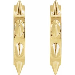 gold spike hoop earrings front view