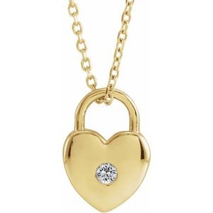 Lock Necklace Gold 18k Lock Pendant Heart - ASANA