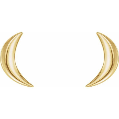 14k gold crescent moon stud earrings