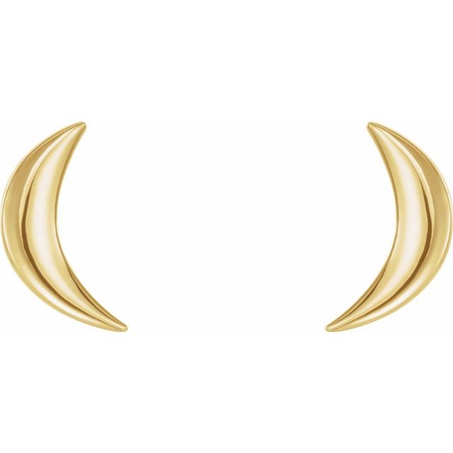 14k gold crescent moon stud earrings