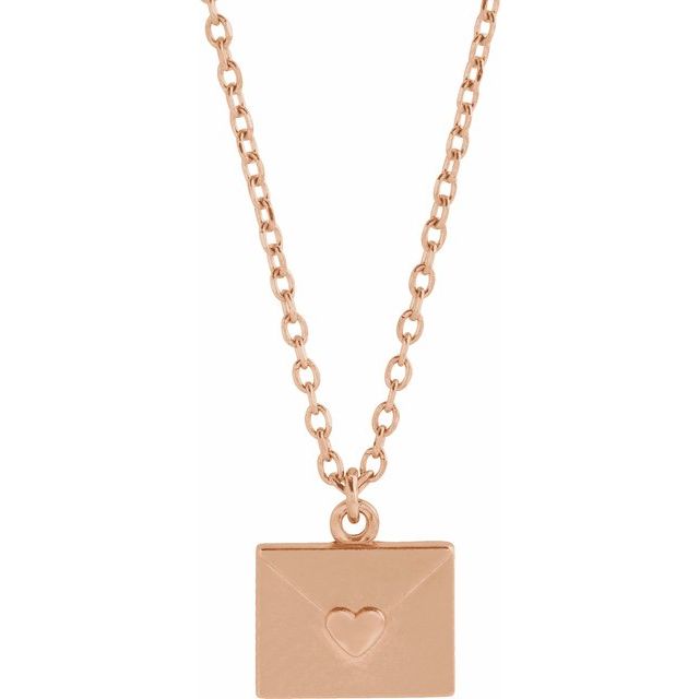 rose gold valentine heart envelope necklace