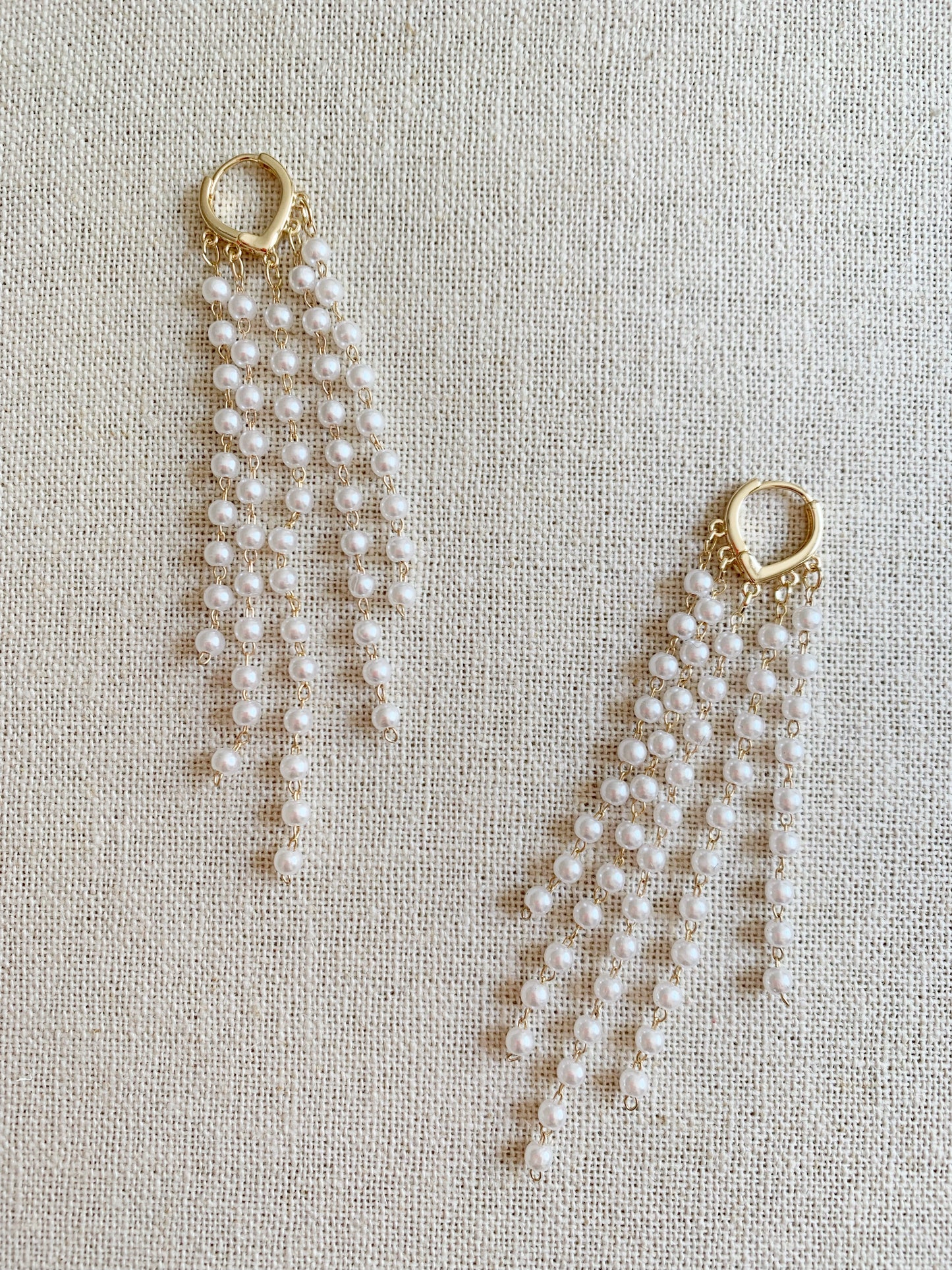 pearl fringe hoop earrings
