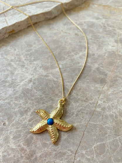starfish charm necklace closeup