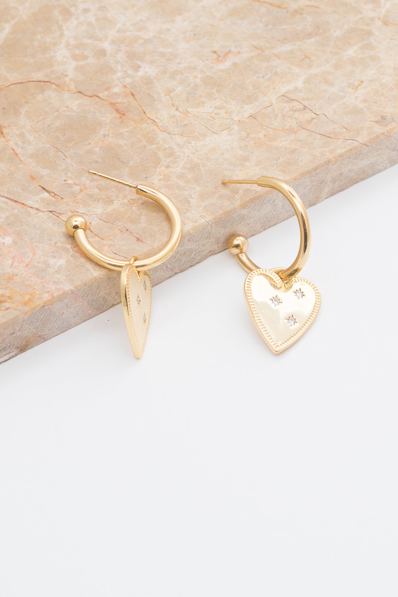 gold heart hoop earrings
