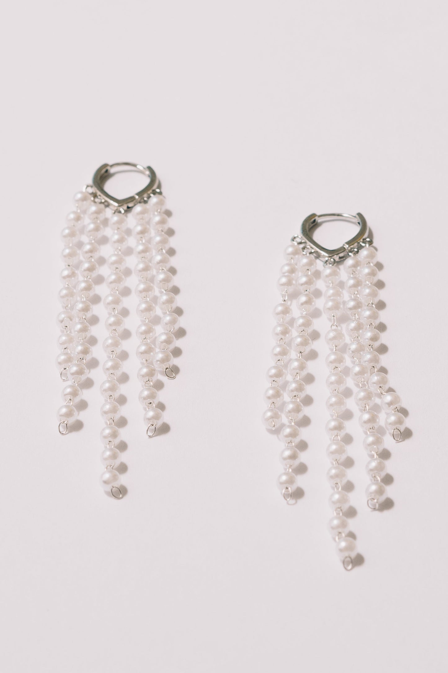 Fola Pearl Fringe Hoop Earrings | 18k Gold Plating