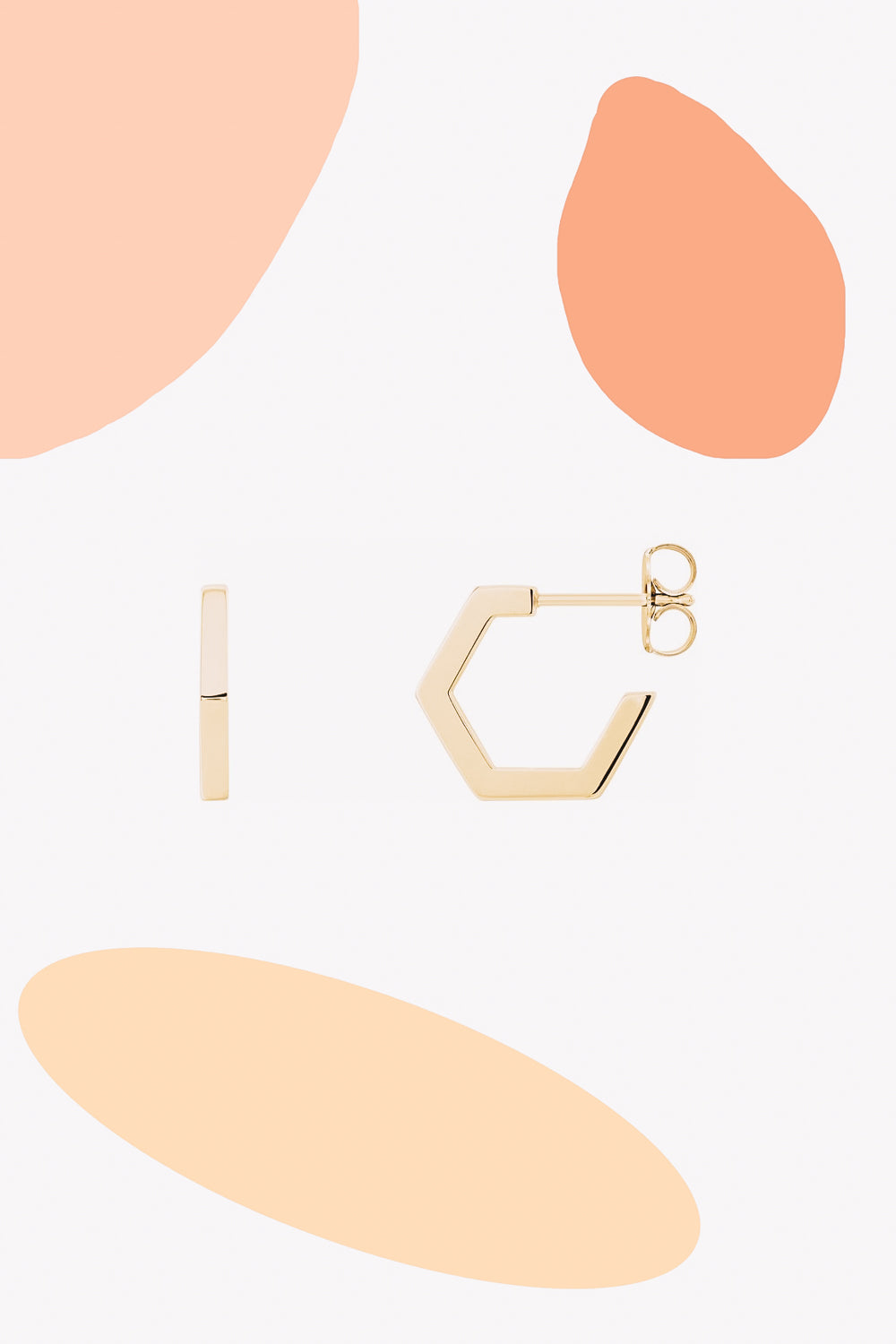Hexagon Hoop Earrings | 14K Gold
