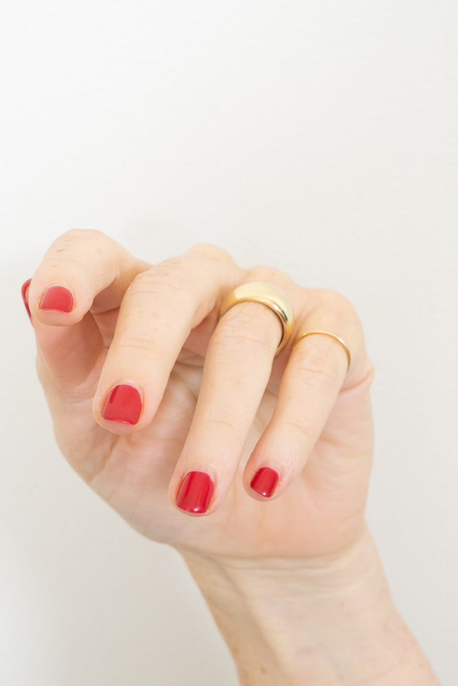 gold dome ring on model