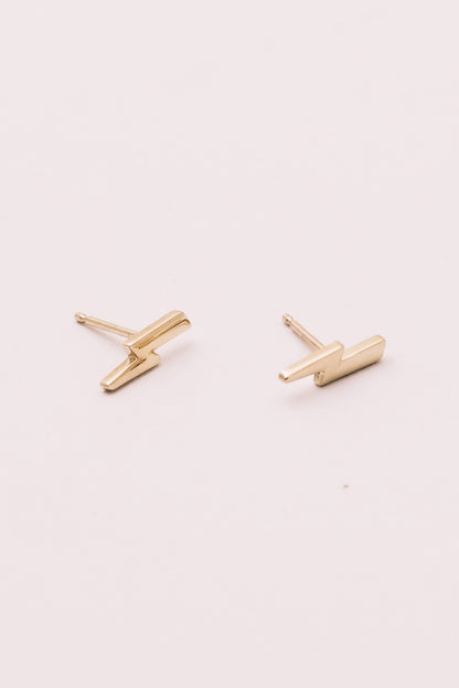 14k gold lightening bolt stud earrings