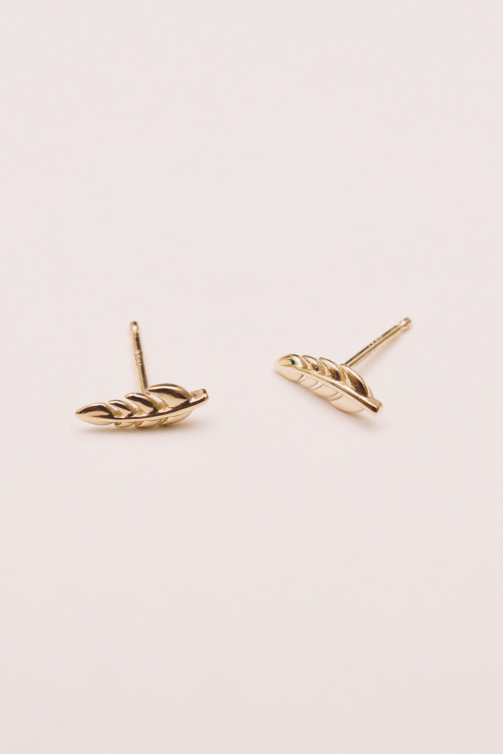 14k gold leaf stud  earrings