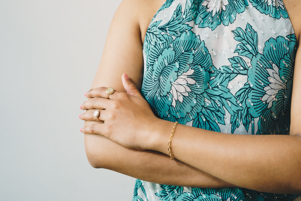 chain link bracelet on model