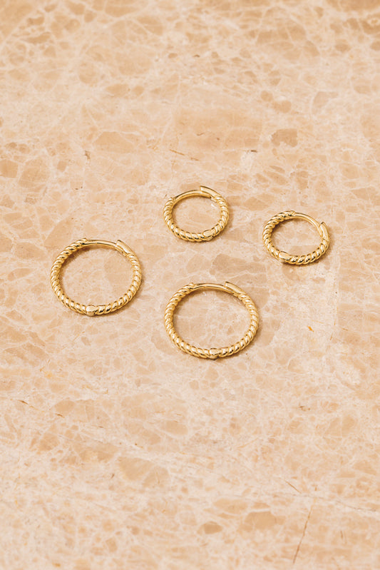 gold huggie hoop earring set