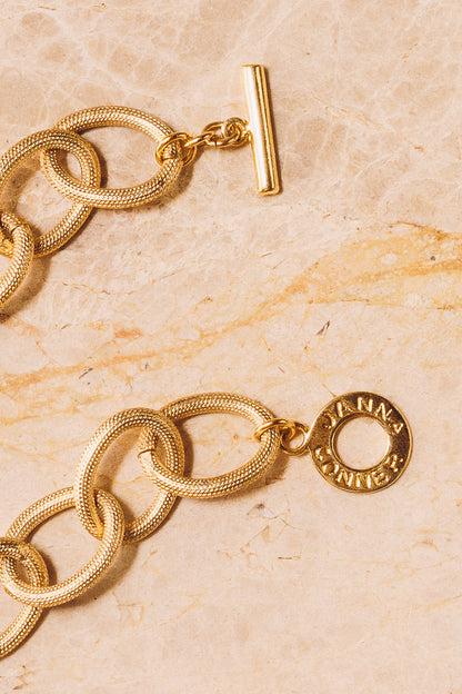 gold links with Janna Conner toggle clasp