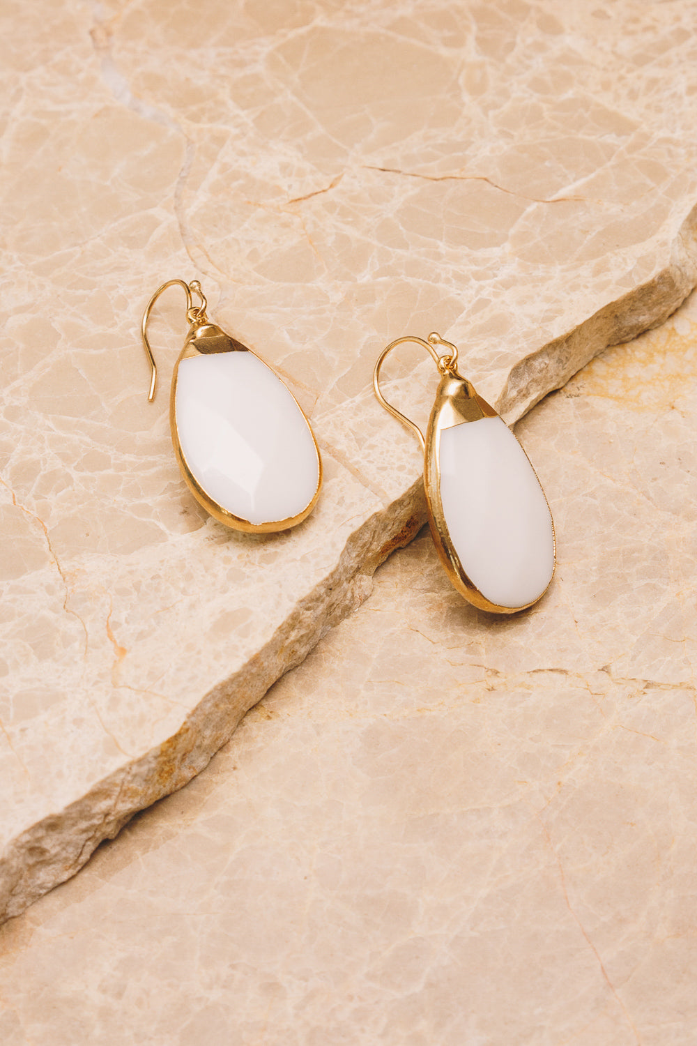 white agate teardrop earrings