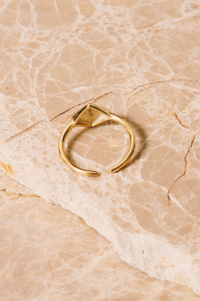 gold diamond shaped adjustable ring