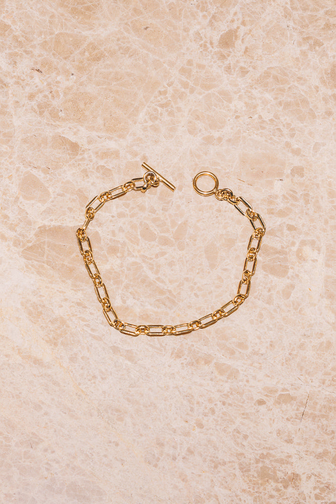 vintage link 14k goldfill chain bracelet with toggle clasp