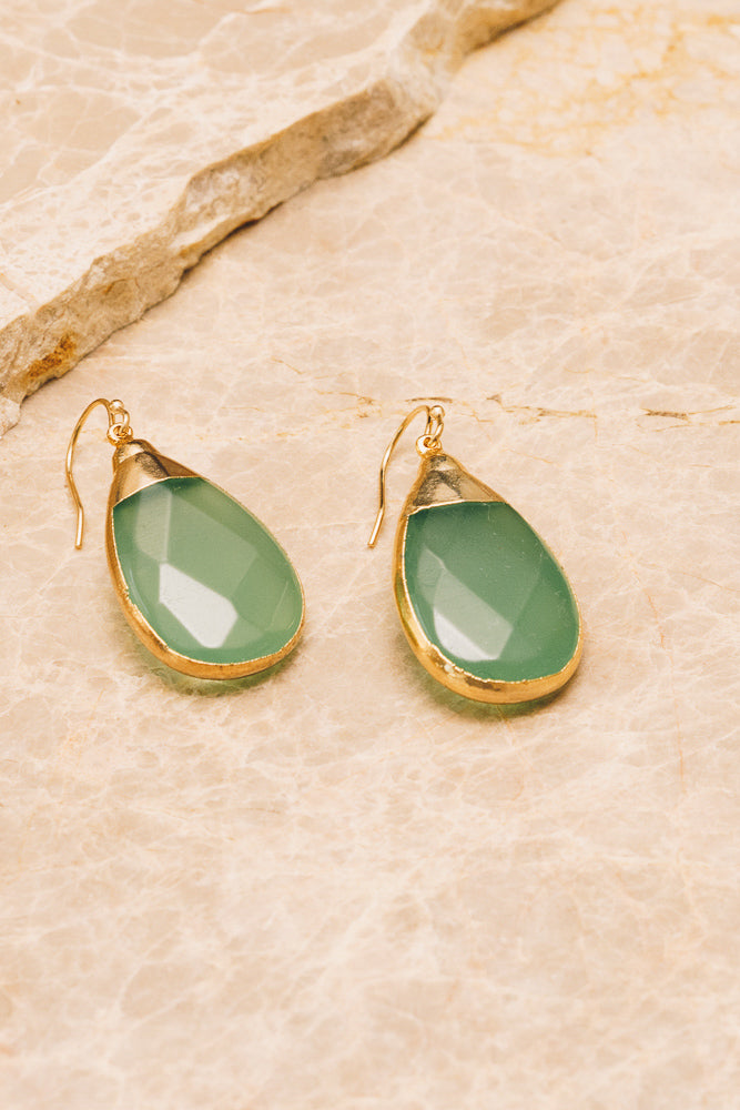 green gemstone teardrop earrings