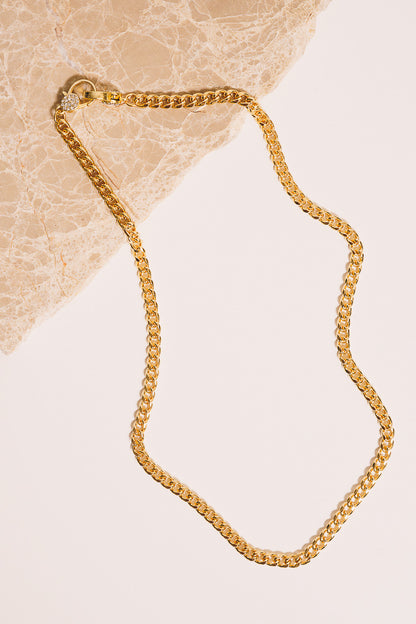 gold curb chain necklace with diamanté clasps