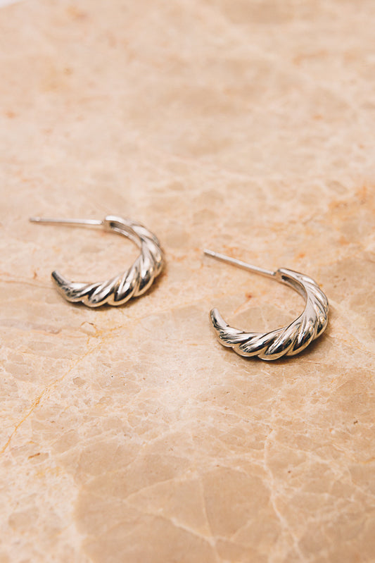 silver rope hoop earrings