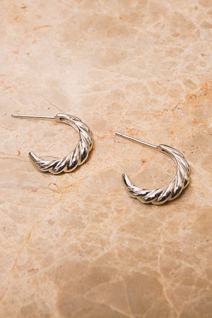 sterling silver croissant hoop earrings