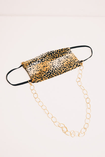 14k goldfill rope chain necklace with leopard mask