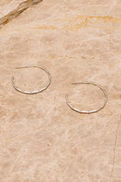 silver bamboo hoops
