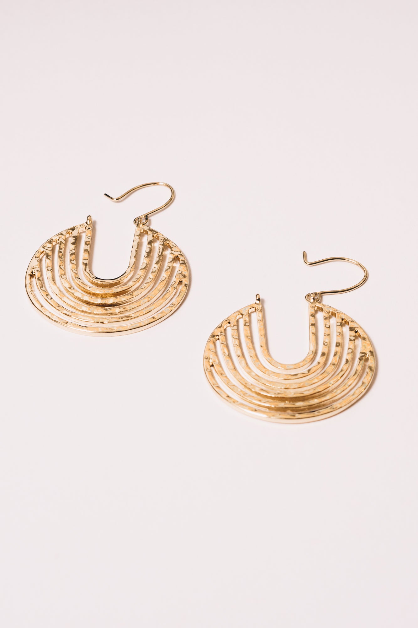 gold geometric hoop earrings front view