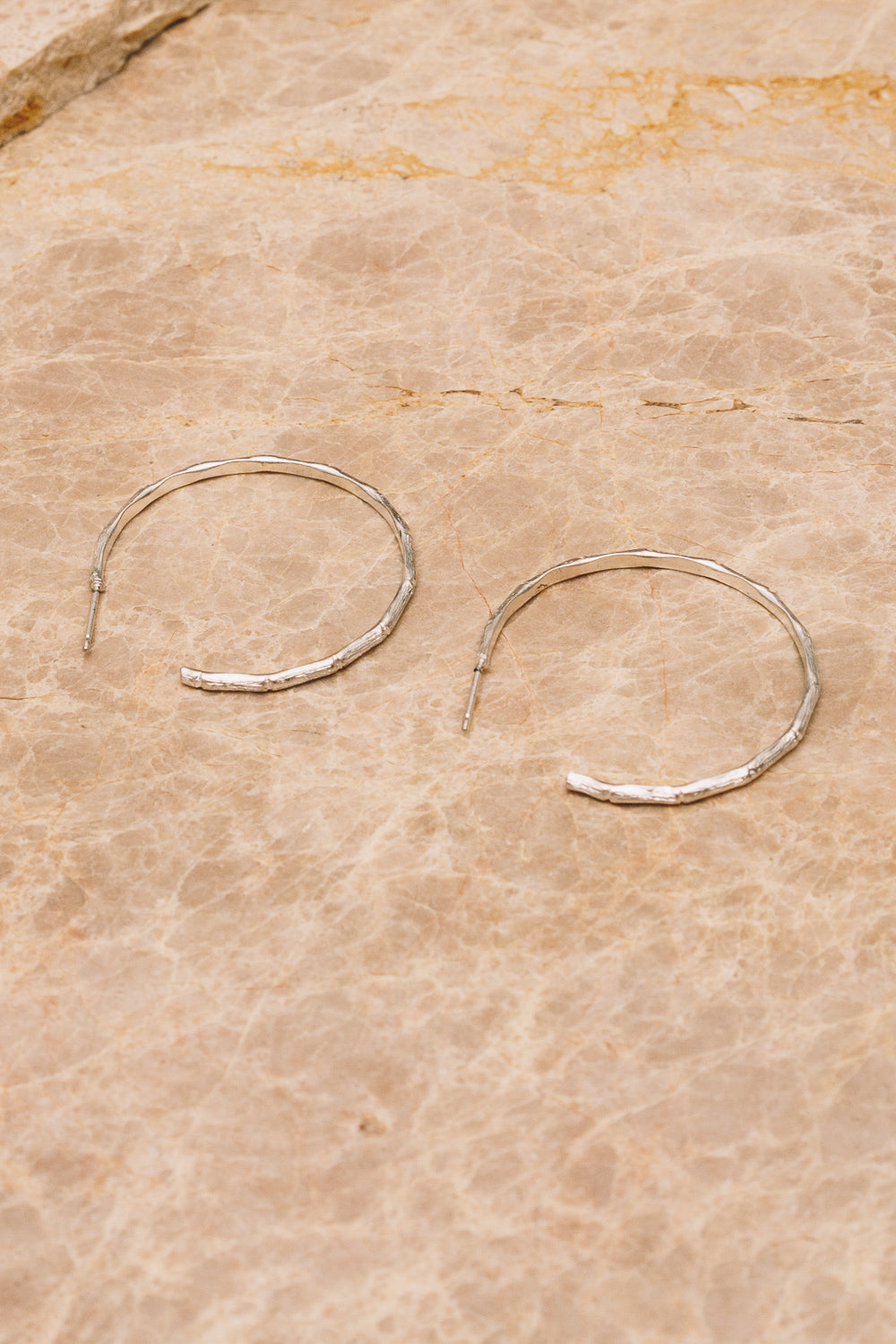 silver bamboo hoops side view