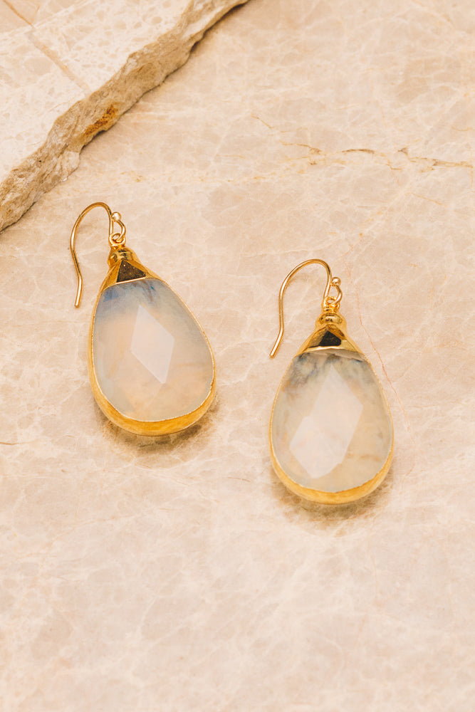 quartz gemstone teardrop earrings