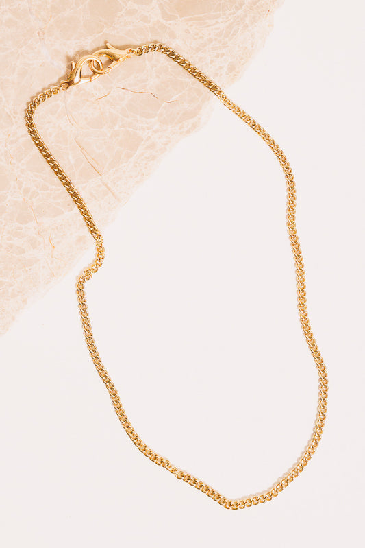 gold curb chain necklace with lobster clasps