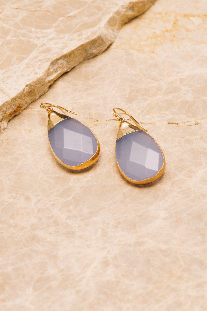 lavender quartz gemstone teardrop earrings