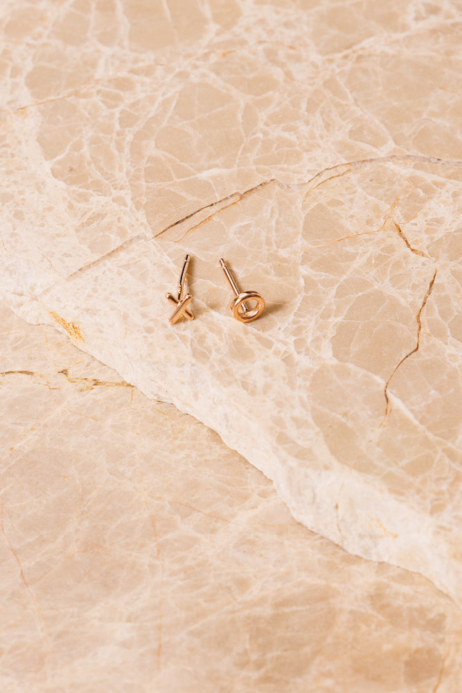 rose gold vermeil xo stud earrings