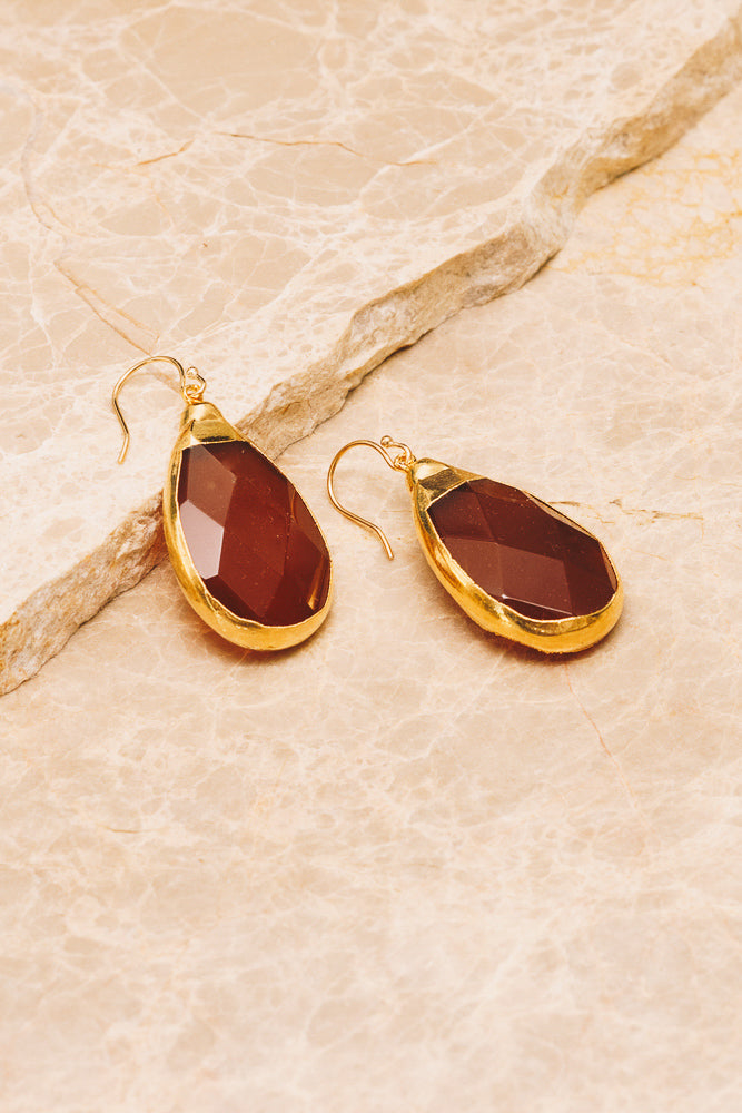 carnelian gemstone teardrop earrings