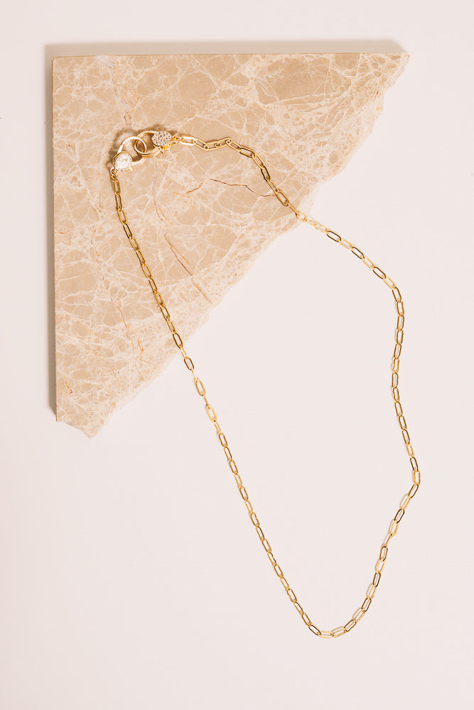 gold chain necklace above view