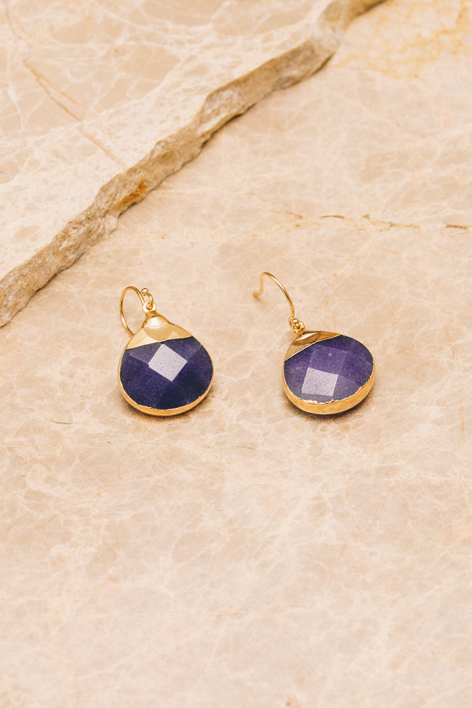 purple jade drop earrings