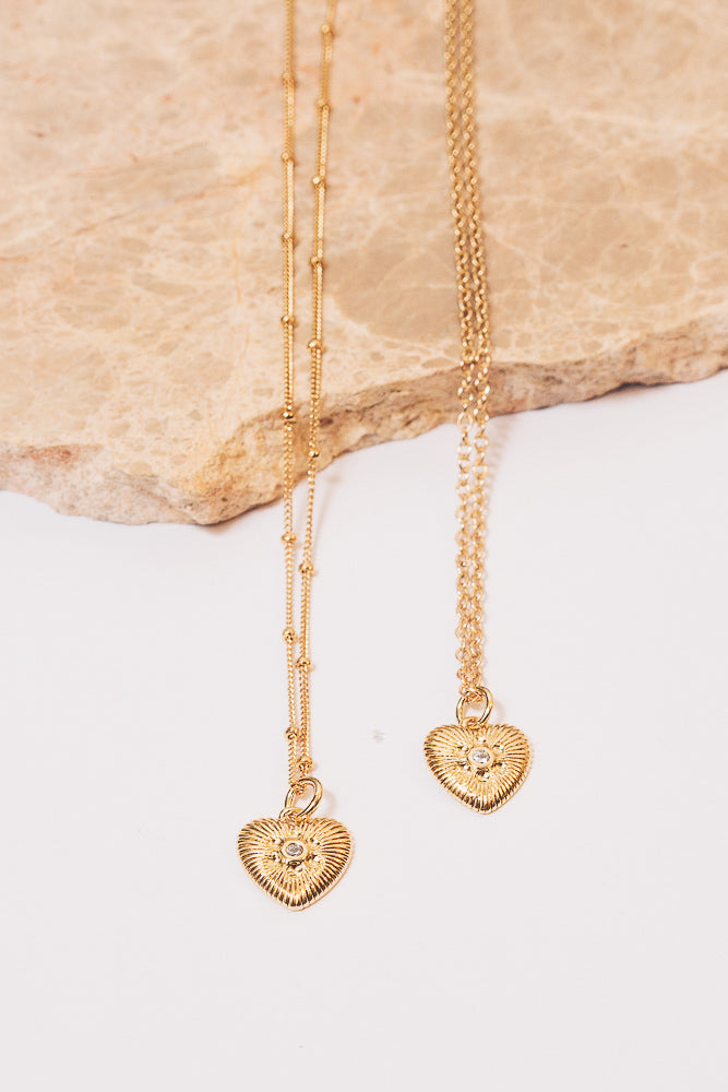 gold heart charm necklaces