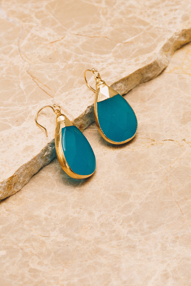 blue gemstone teardrop earrings