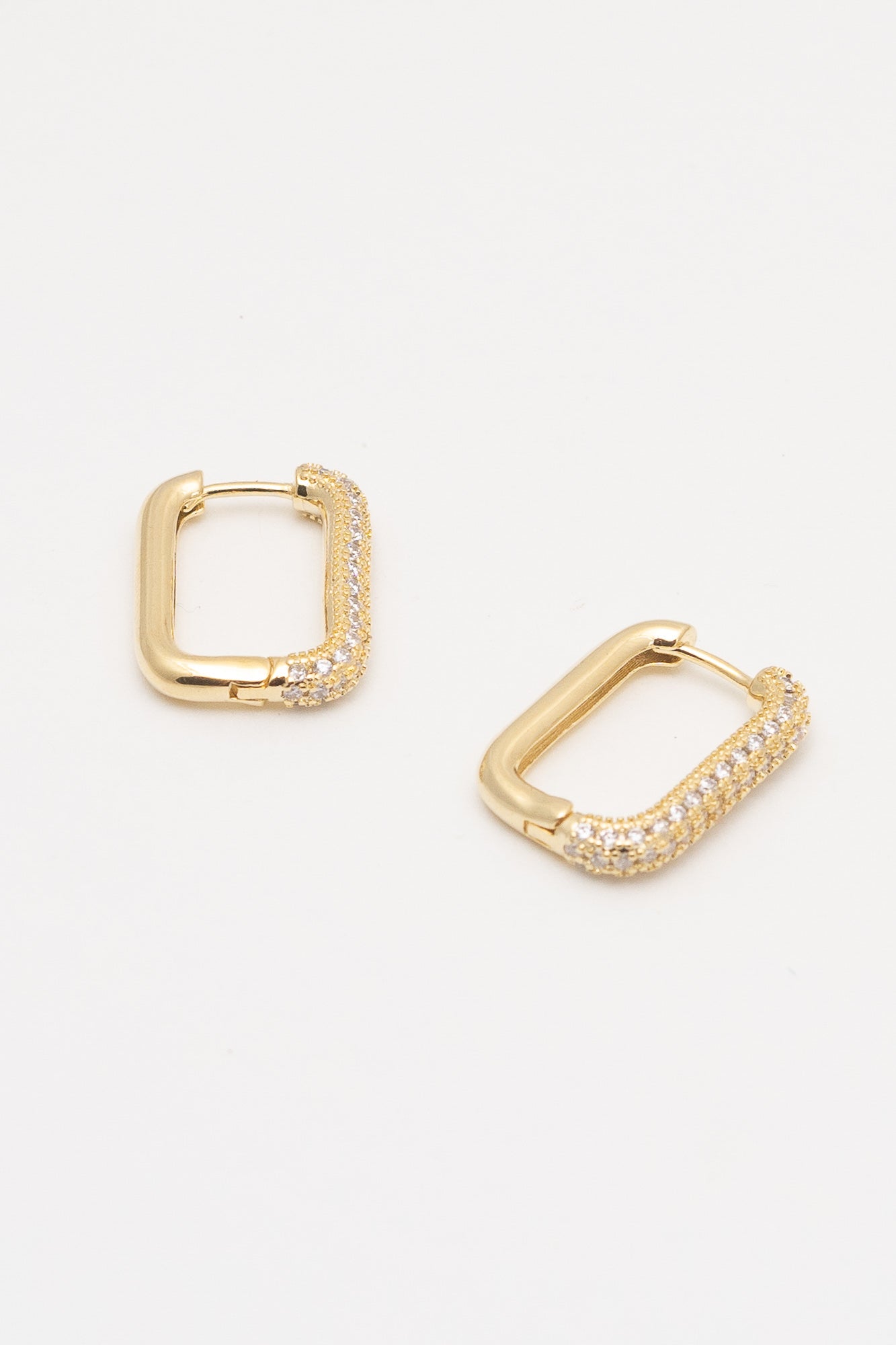 gold crystal huggie hoop earrings