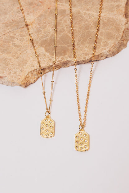 gold dog tag charm necklaces