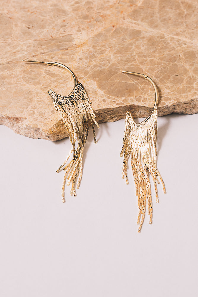 gold fringe earrings