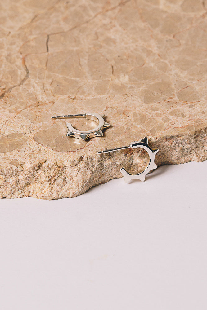 silver spike hoop earrings